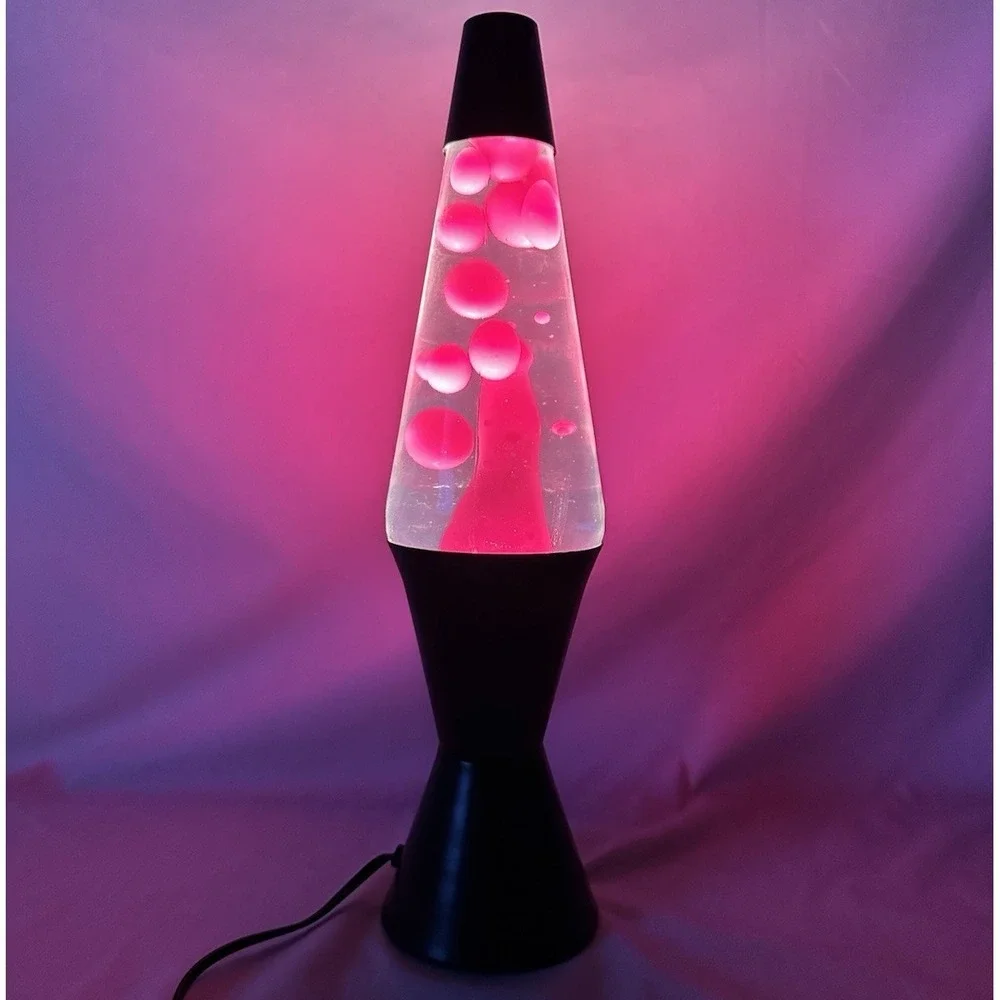 Vintage 90s LAVA LITE Lamp Black / Pink Wax Complete Working 16